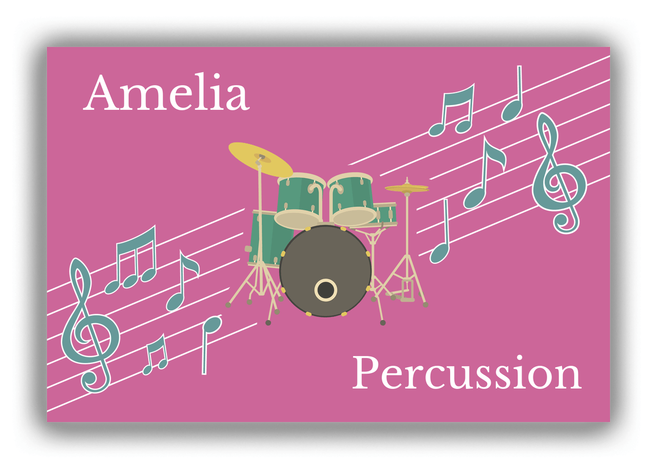 Personalized School Band Canvas Wrap & Photo Print XIV - Pink Background - Percussion I - Front View
