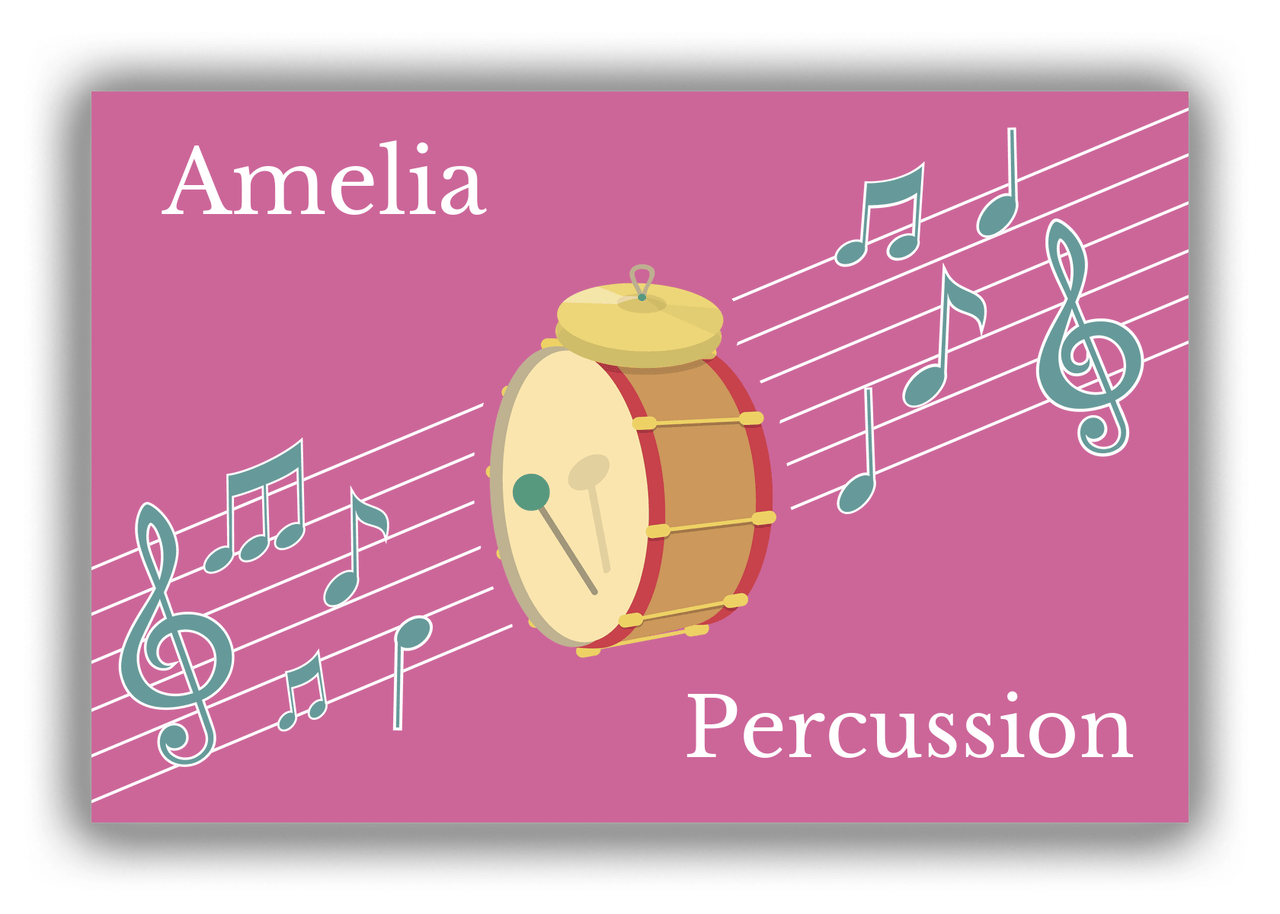Personalized School Band Canvas Wrap & Photo Print XIV - Pink Background - Percussion II - Front View