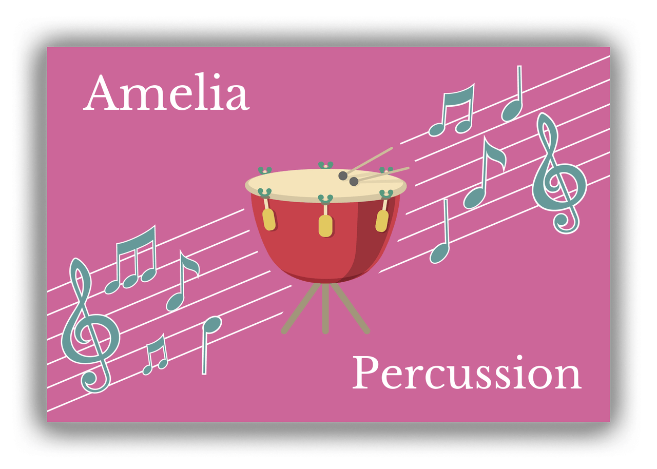 Personalized School Band Canvas Wrap & Photo Print XIV - Pink Background - Percussion III - Front View