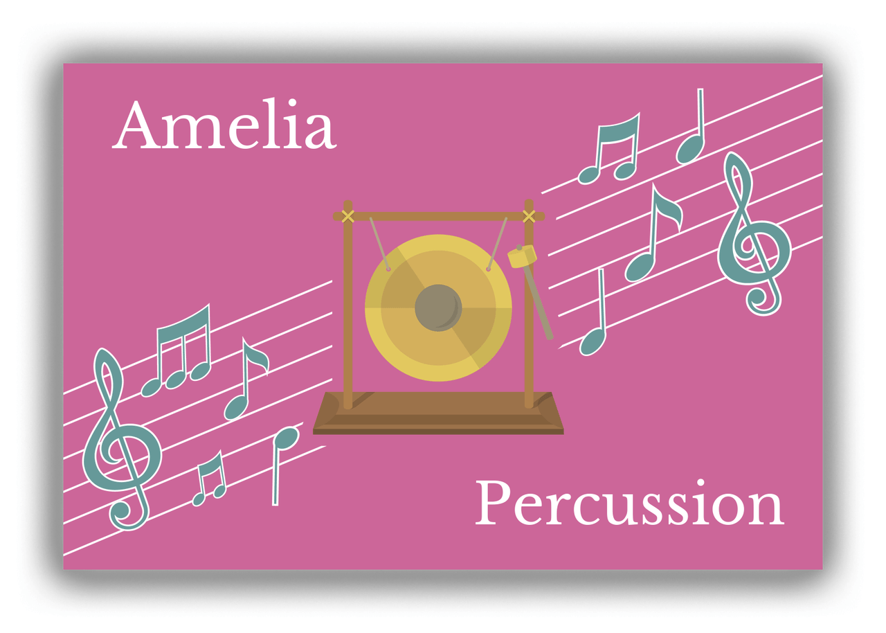 Personalized School Band Canvas Wrap & Photo Print XIV - Pink Background - Percussion IV - Front View