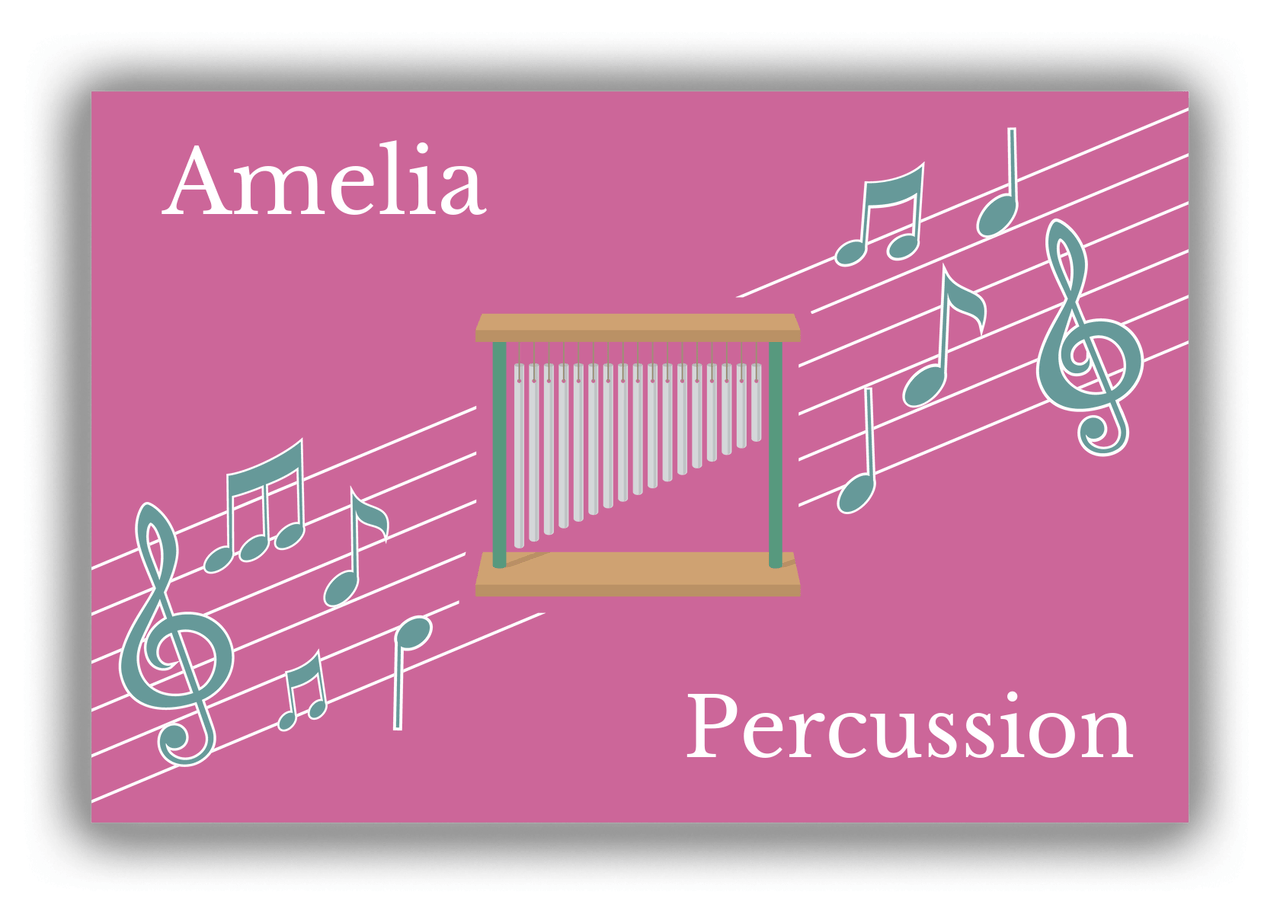 Personalized School Band Canvas Wrap & Photo Print XIV - Pink Background - Percussion V - Front View