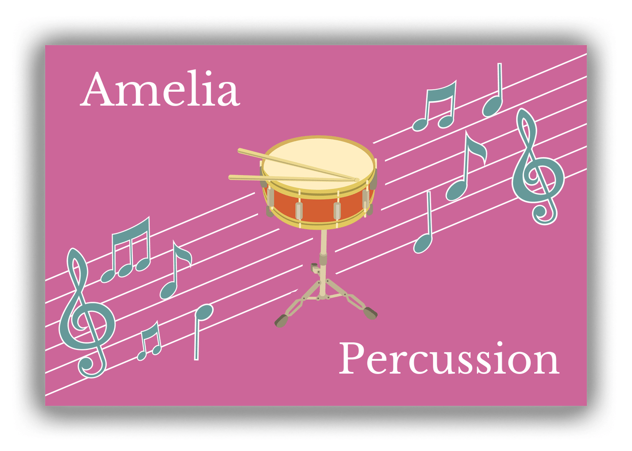 Personalized School Band Canvas Wrap & Photo Print XIV - Pink Background - Percussion VI - Front View