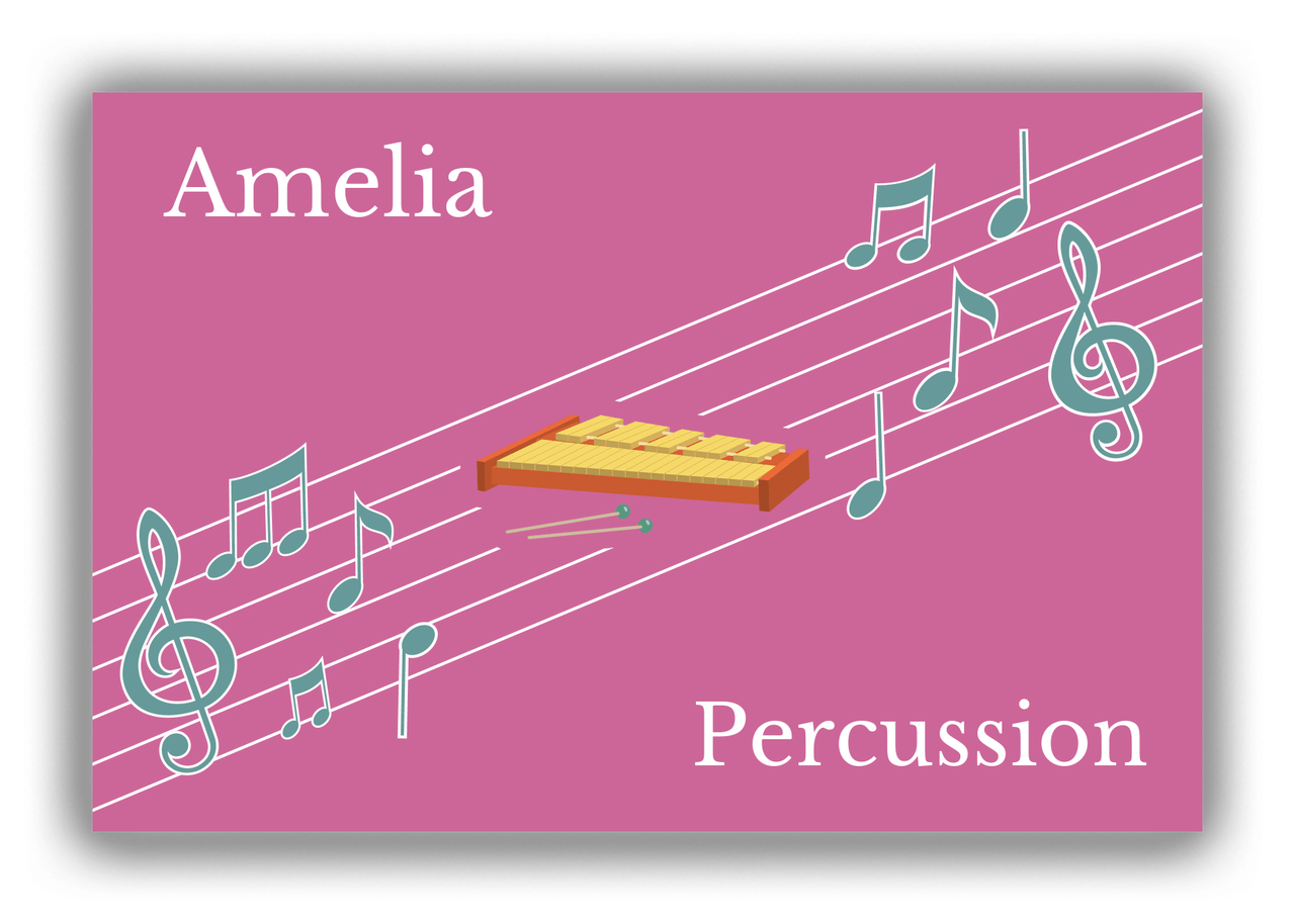 Personalized School Band Canvas Wrap & Photo Print XIV - Pink Background - Percussion VII - Front View