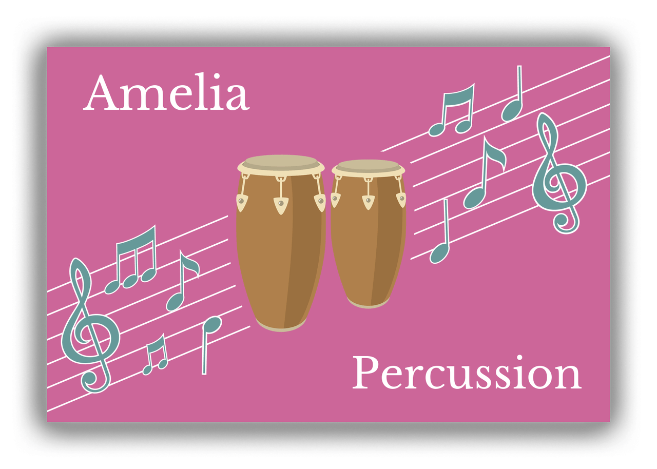 Personalized School Band Canvas Wrap & Photo Print XIV - Pink Background - Percussion IX - Front View