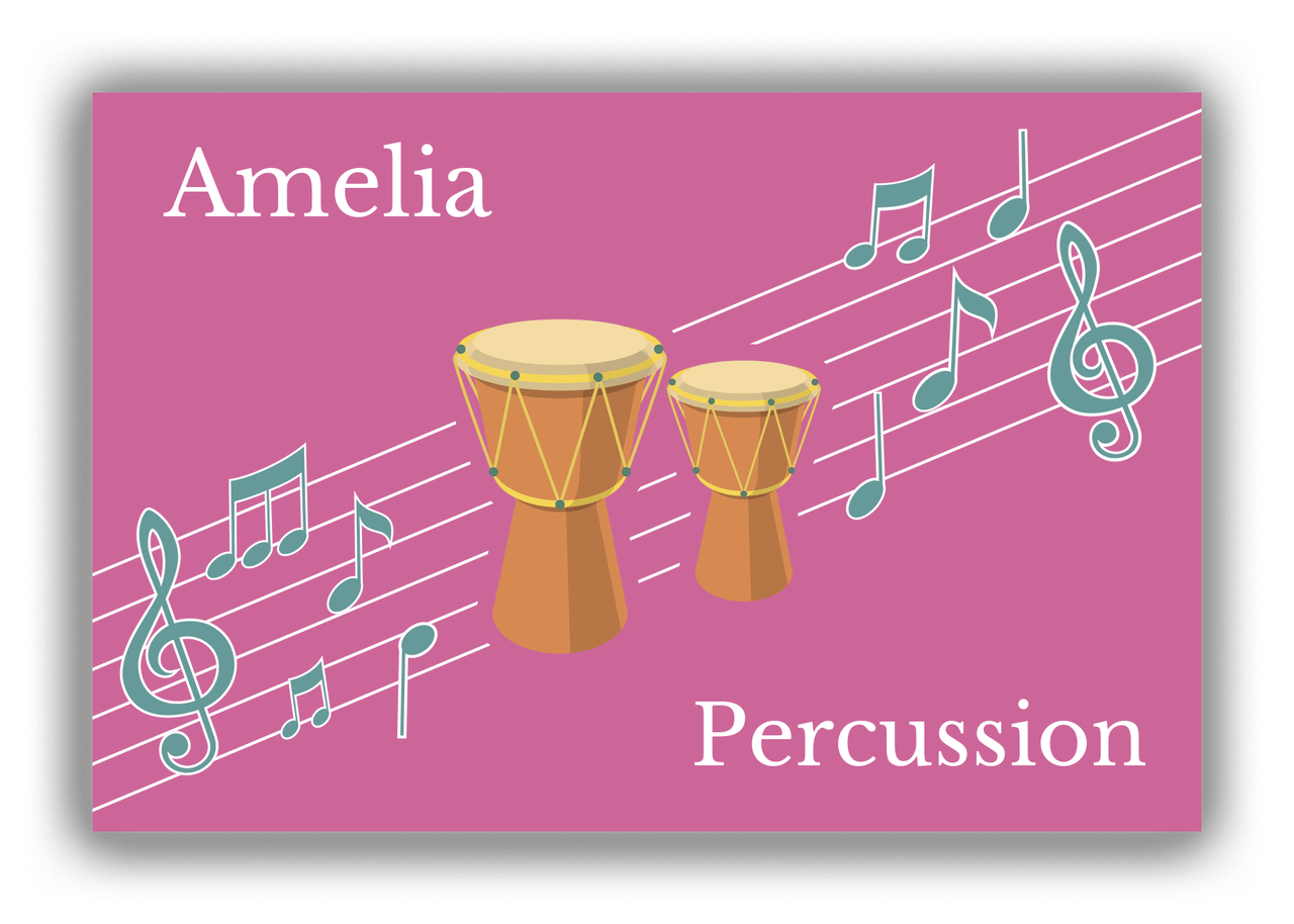 Personalized School Band Canvas Wrap & Photo Print XIV - Pink Background - Percussion X - Front View