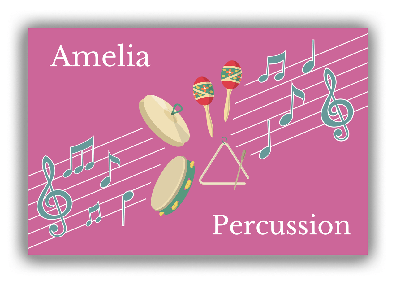 Personalized School Band Canvas Wrap & Photo Print XIV - Pink Background - Percussion XI - Front View
