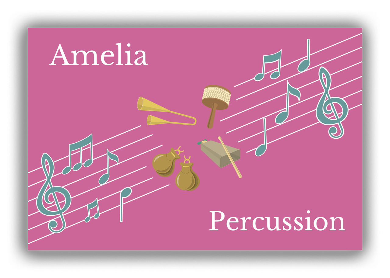 Personalized School Band Canvas Wrap & Photo Print XIV - Pink Background - Percussion XII - Front View