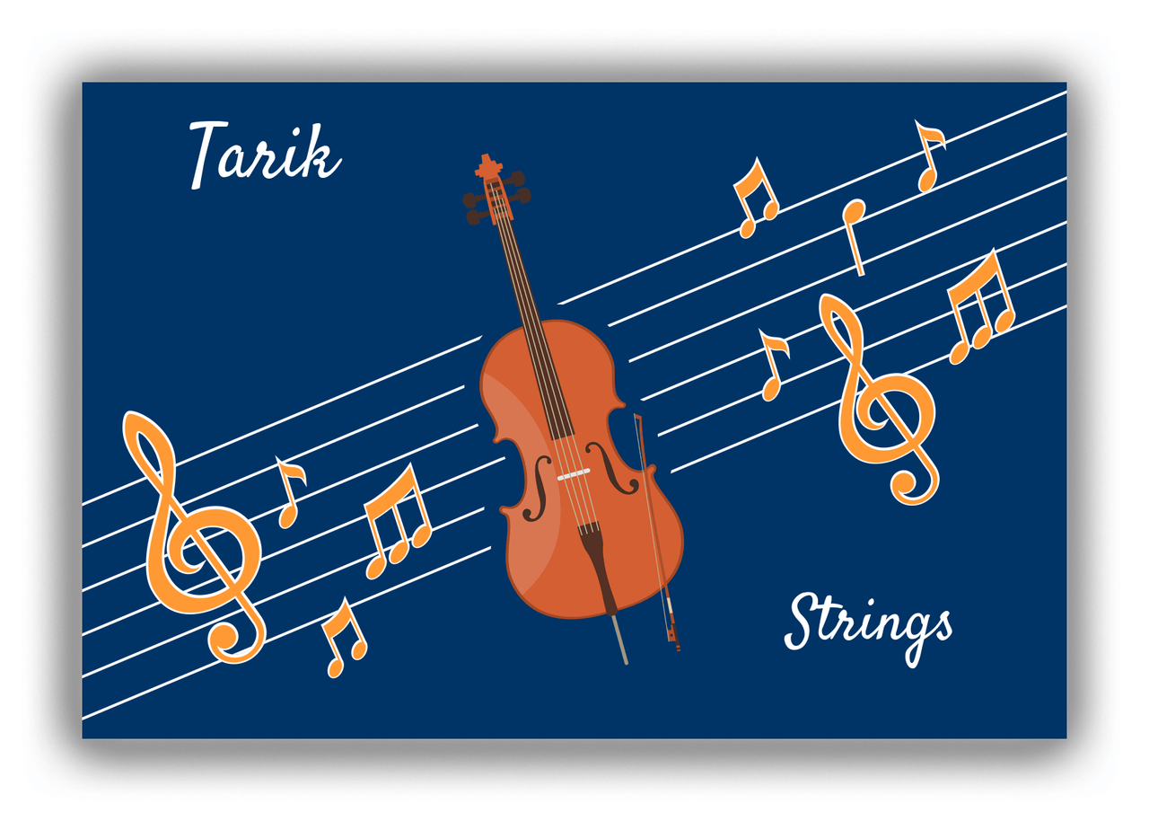 Personalized School Band Canvas Wrap & Photo Print XV - Blue Background - Strings II - Front View