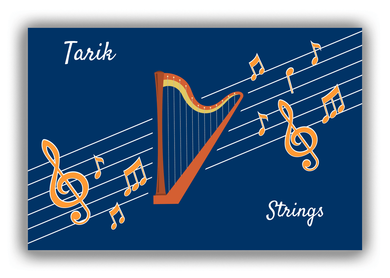Personalized School Band Canvas Wrap & Photo Print XV - Blue Background - Strings IV - Front View
