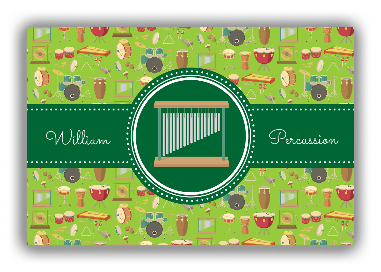 Personalized School Band Canvas Wrap & Photo Print XVI - Green Background - Percussion V - Front View