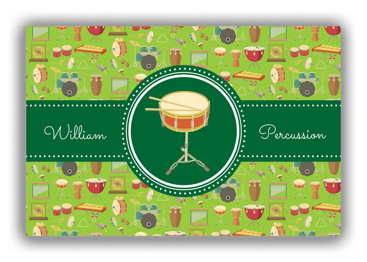 Personalized School Band Canvas Wrap & Photo Print XVI - Green Background - Percussion VI - Front View