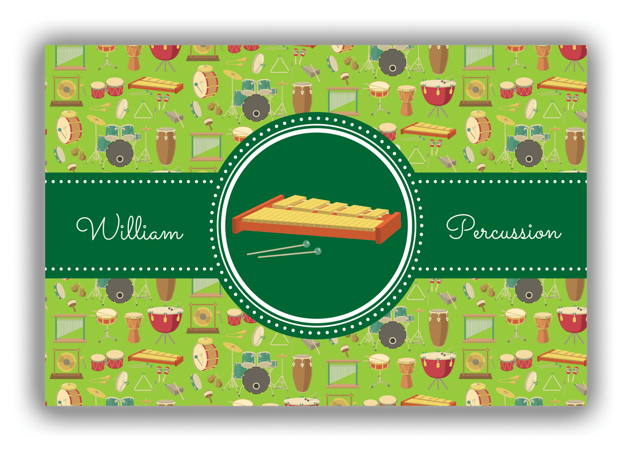 Personalized School Band Canvas Wrap & Photo Print XVI - Green Background - Percussion VII - Front View