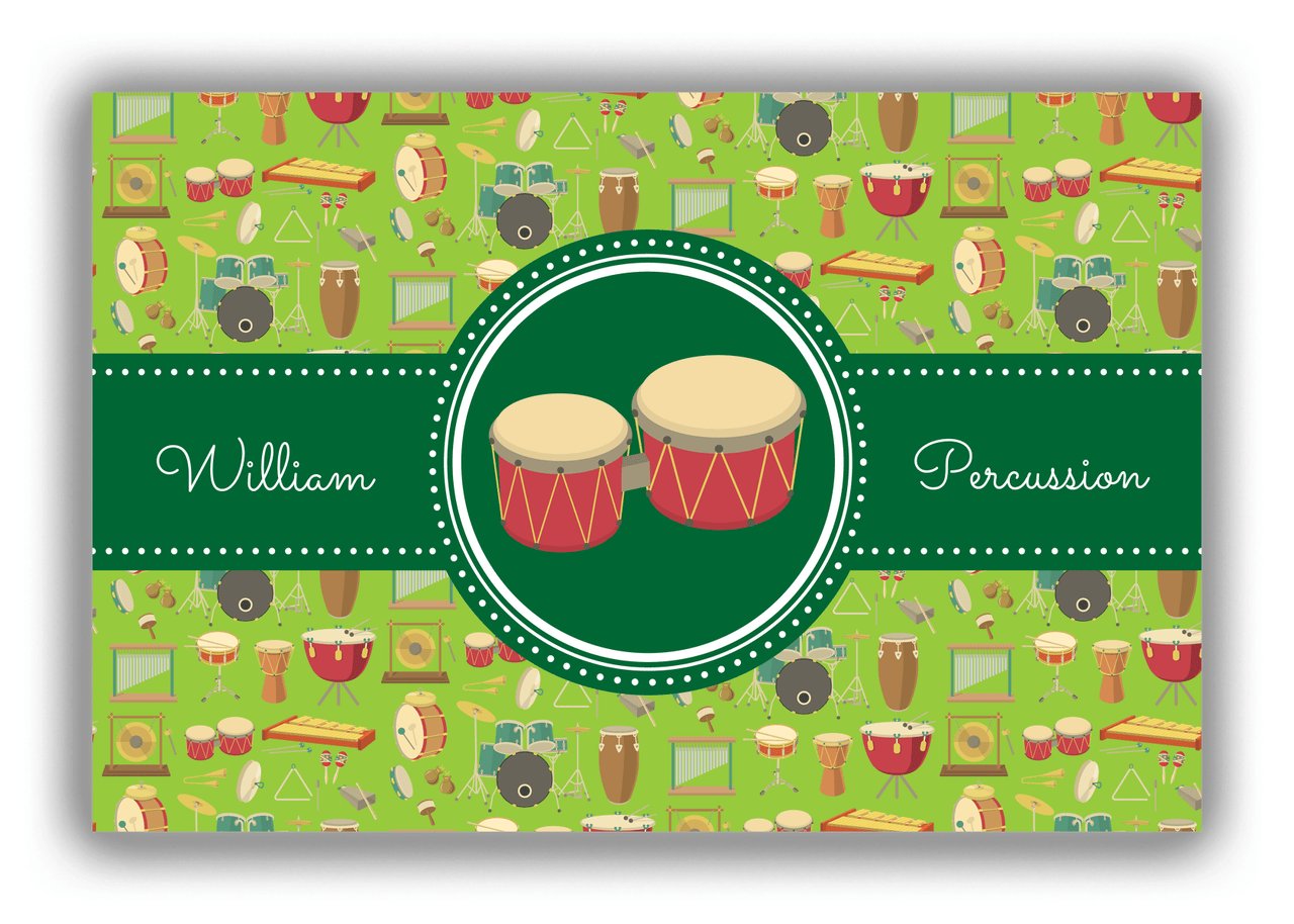 Personalized School Band Canvas Wrap & Photo Print XVI - Green Background - Percussion VIII - Front View