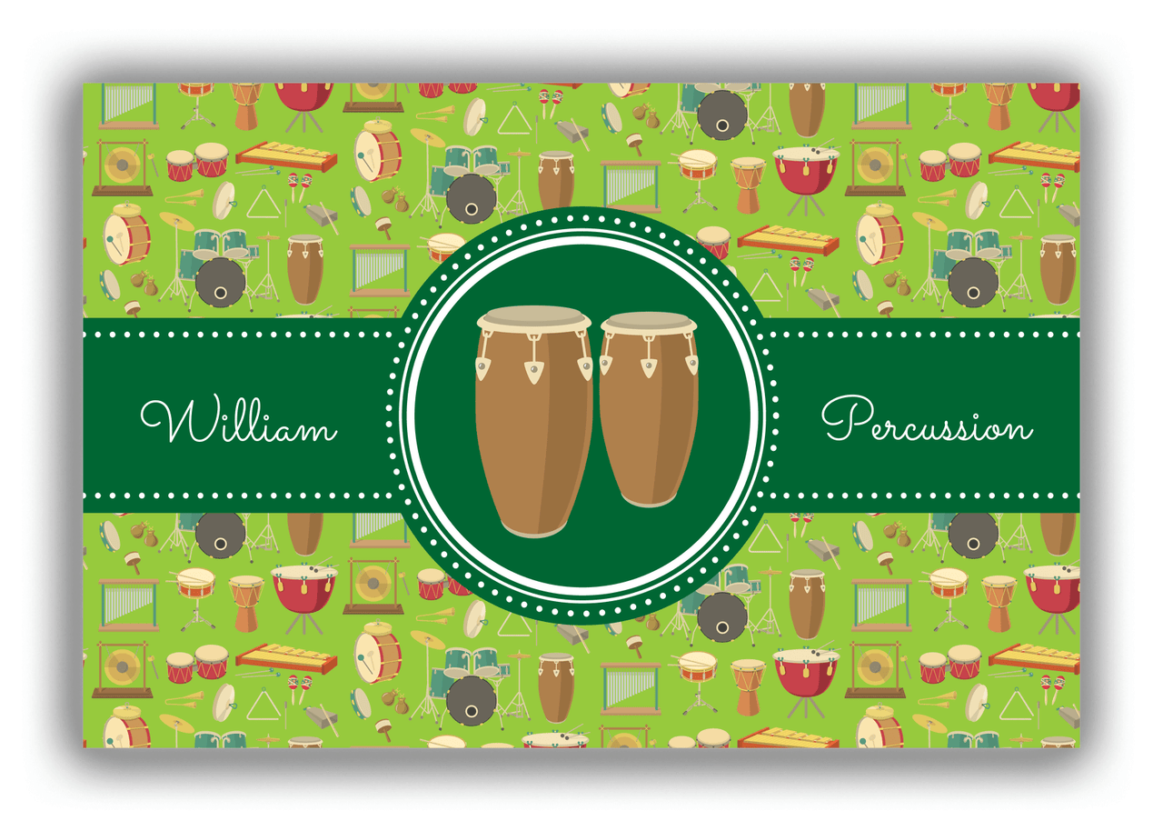 Personalized School Band Canvas Wrap & Photo Print XVI - Green Background - Percussion IX - Front View