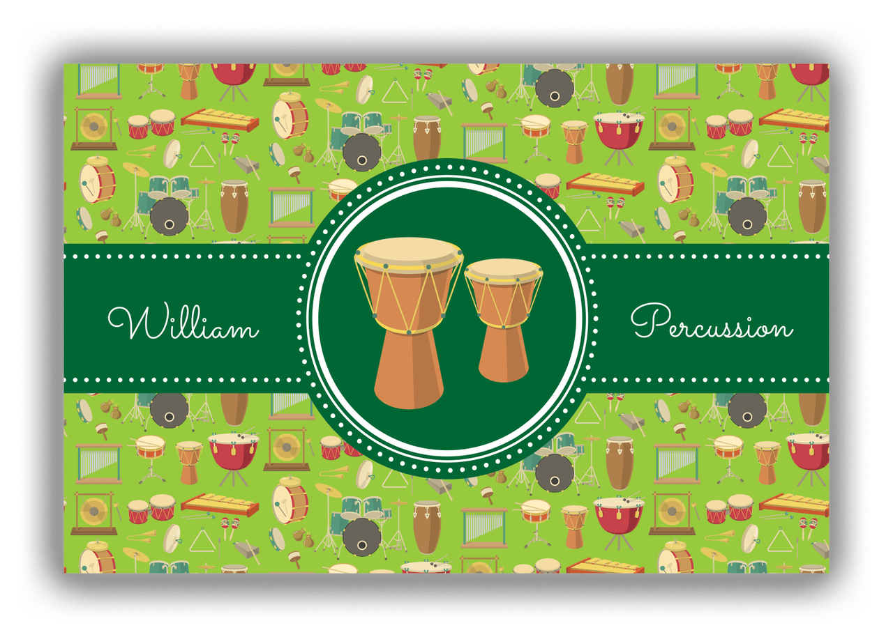 Personalized School Band Canvas Wrap & Photo Print XVI - Green Background - Percussion X - Front View