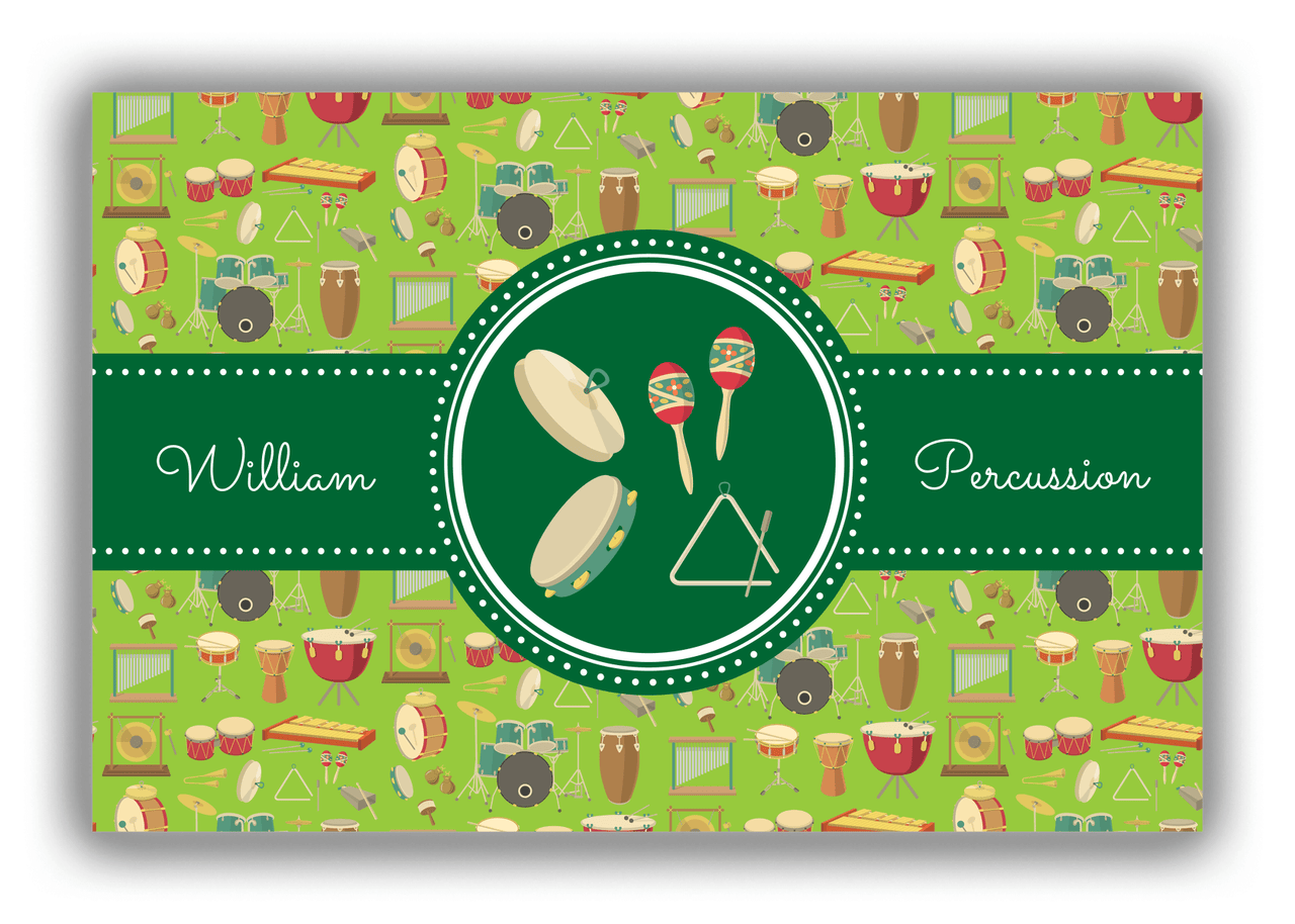 Personalized School Band Canvas Wrap & Photo Print XVI - Green Background - Percussion XI - Front View