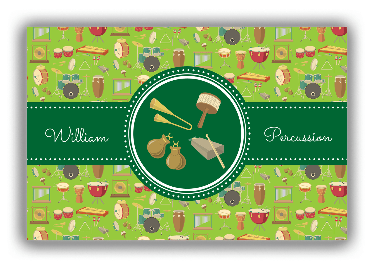 Personalized School Band Canvas Wrap & Photo Print XVI - Green Background - Percussion XII - Front View