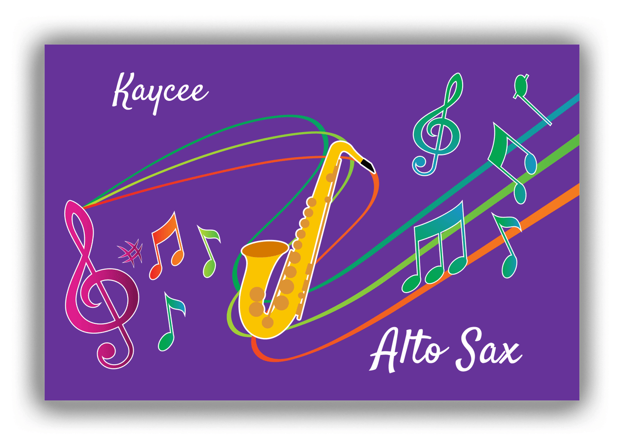 Personalized School Band Canvas Wrap & Photo Print XVIII - Purple Background - Alto Sax - Front View