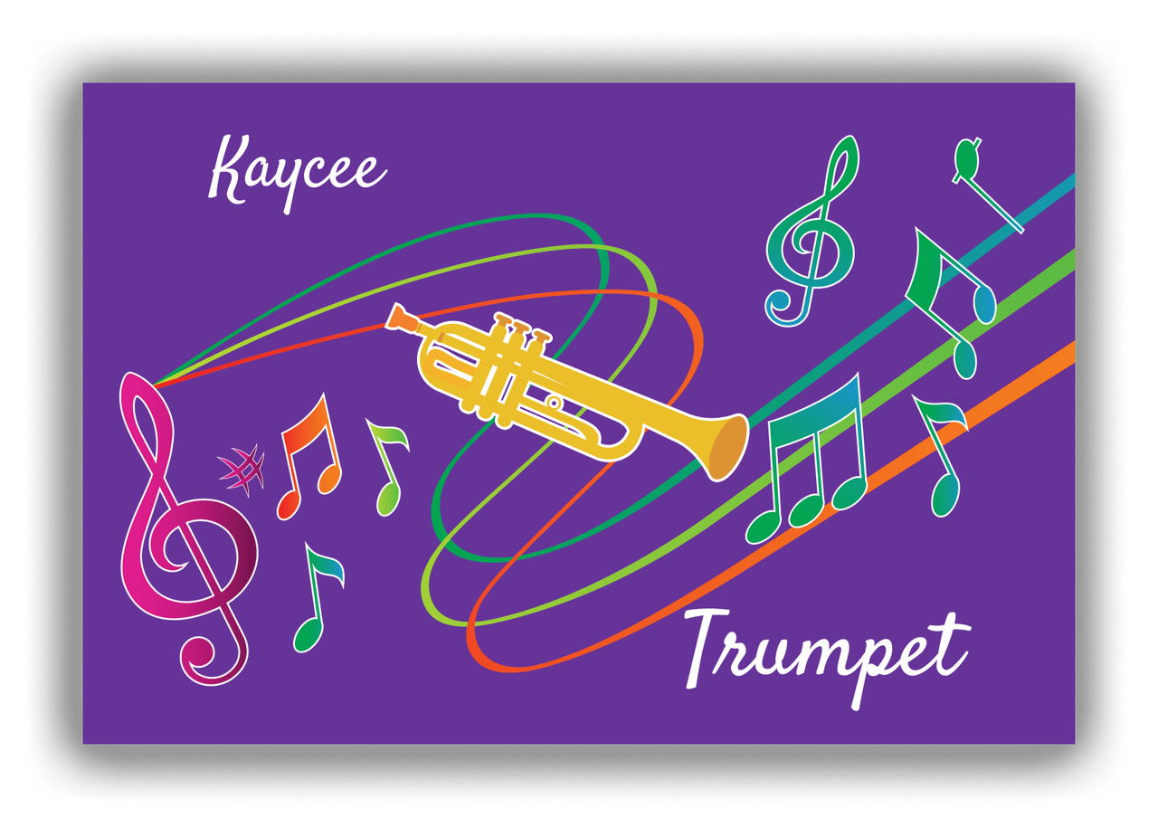 Personalized School Band Canvas Wrap & Photo Print XVIII - Purple Background - Trumpet - Front View