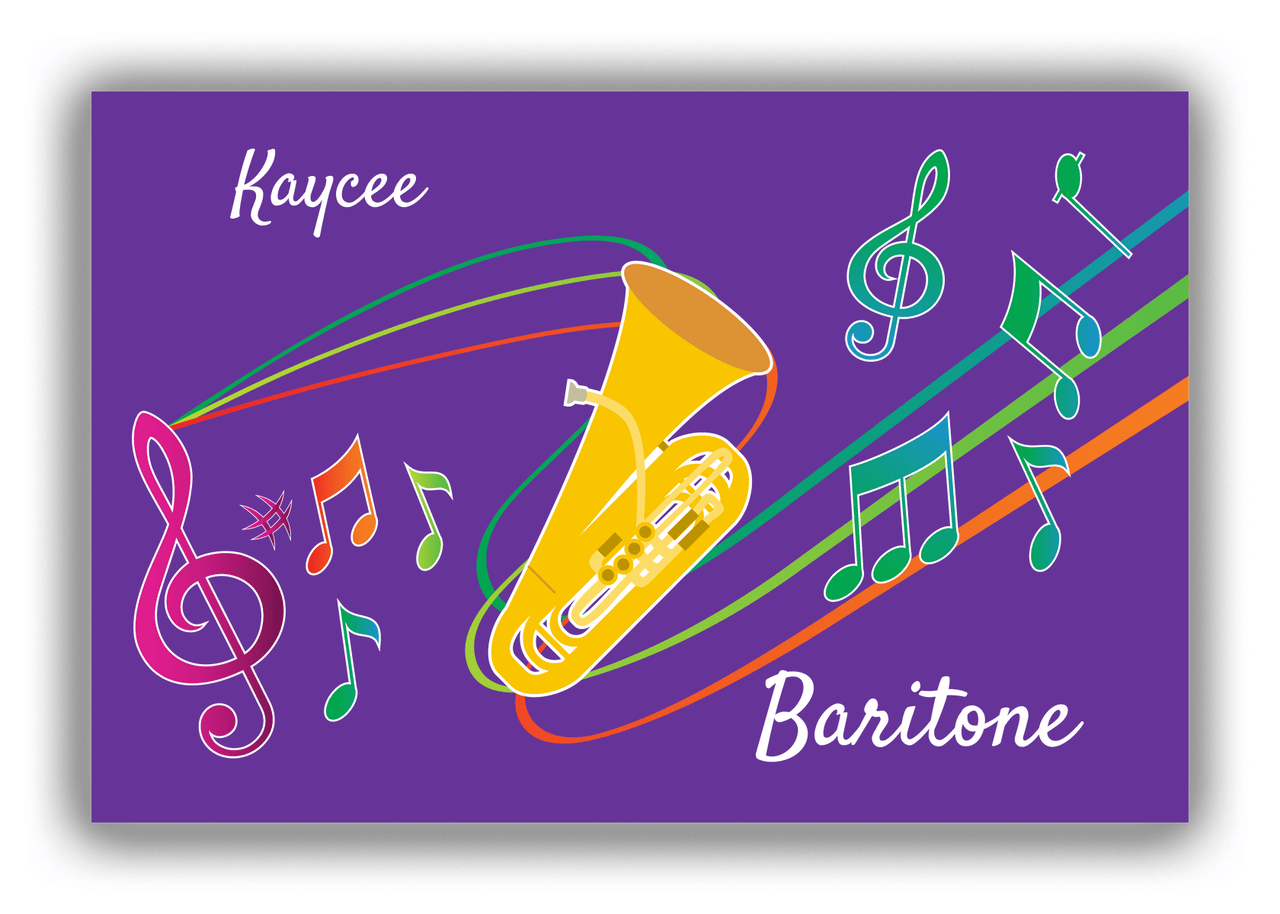 Personalized School Band Canvas Wrap & Photo Print XVIII - Purple Background - Baritone - Front View