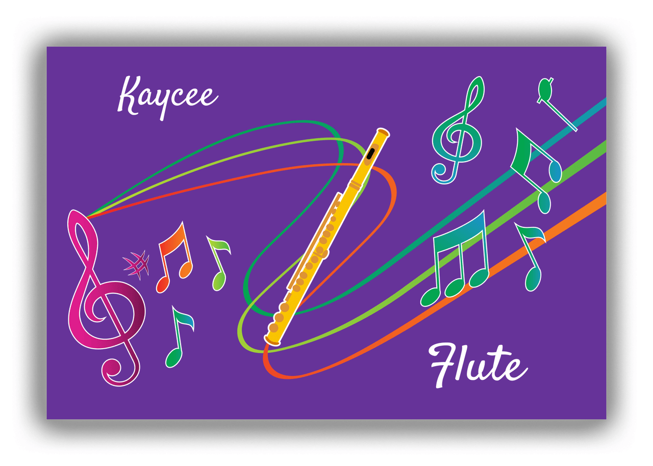 Personalized School Band Canvas Wrap & Photo Print XVIII - Purple Background - Flute - Front View