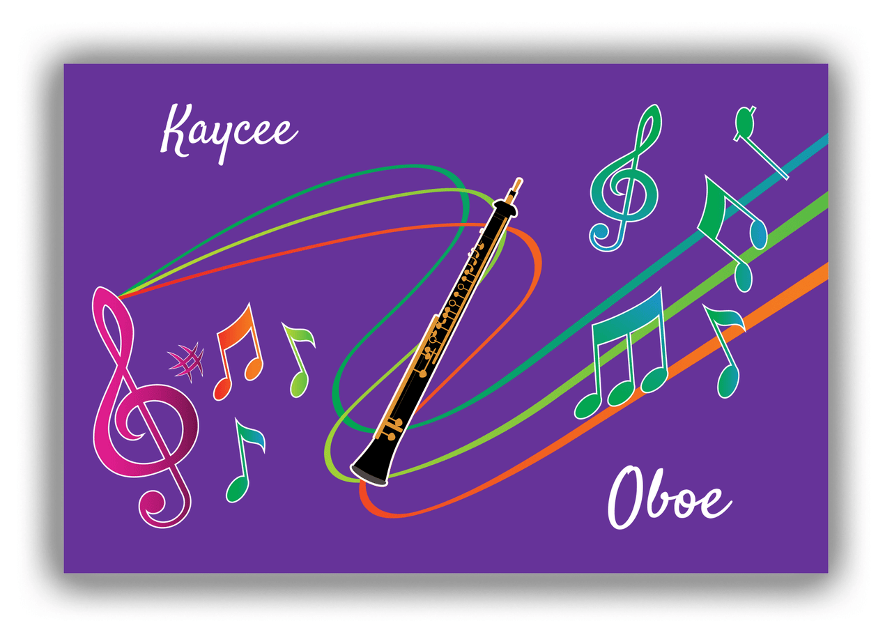 Personalized School Band Canvas Wrap & Photo Print XVIII - Purple Background - Oboe - Front View