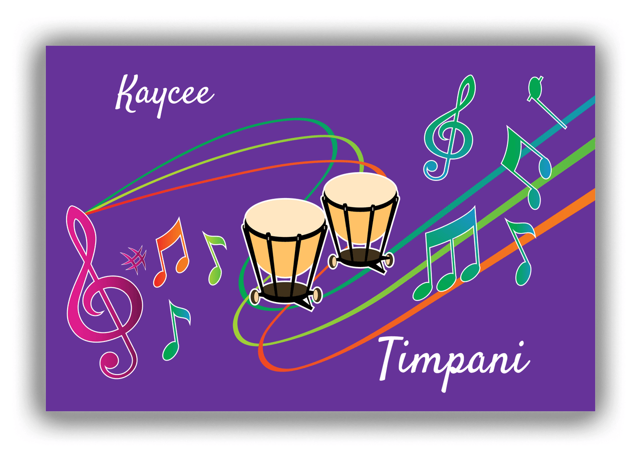 Personalized School Band Canvas Wrap & Photo Print XVIII - Purple Background - Timpani - Front View