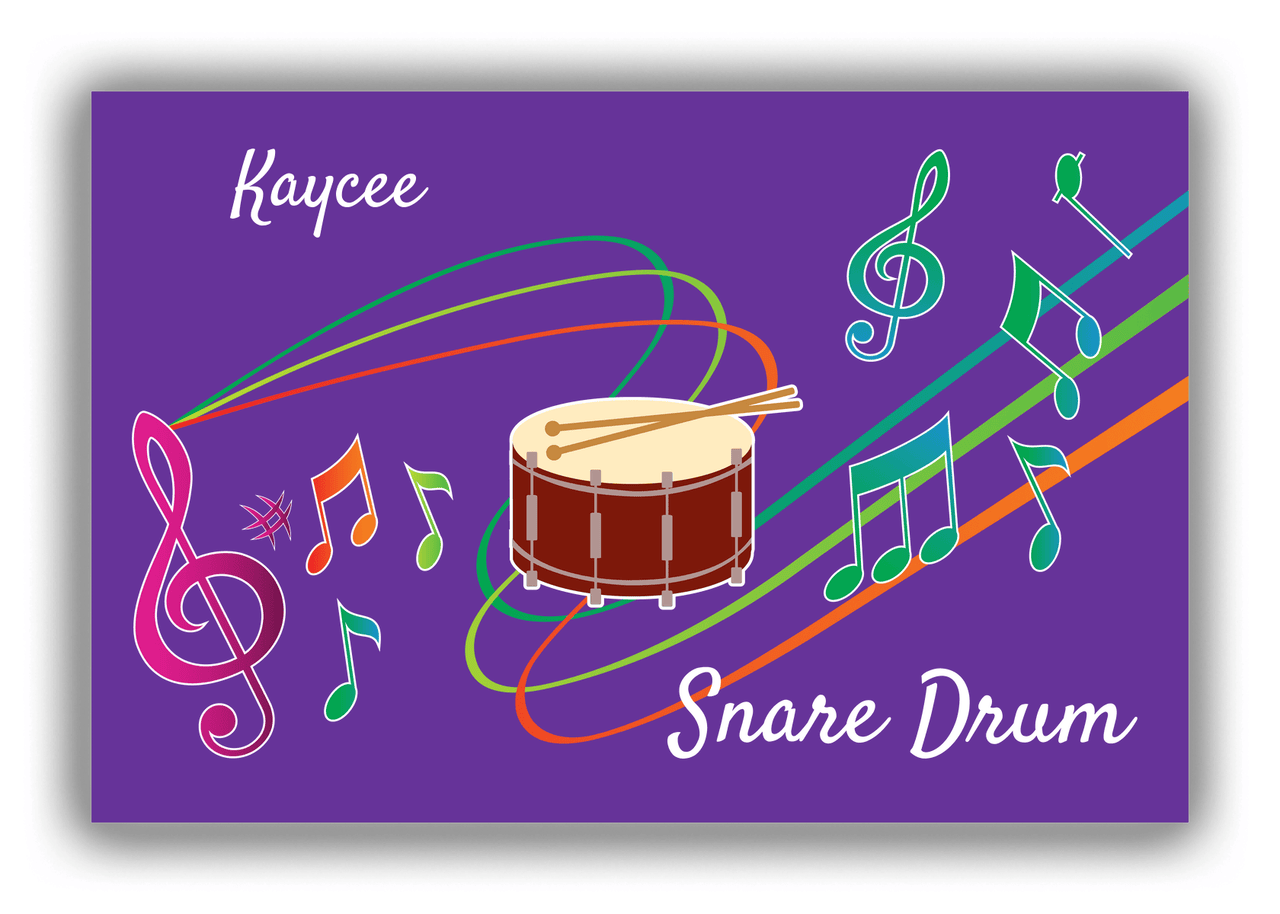 Personalized School Band Canvas Wrap & Photo Print XVIII - Purple Background - Snare - Front View