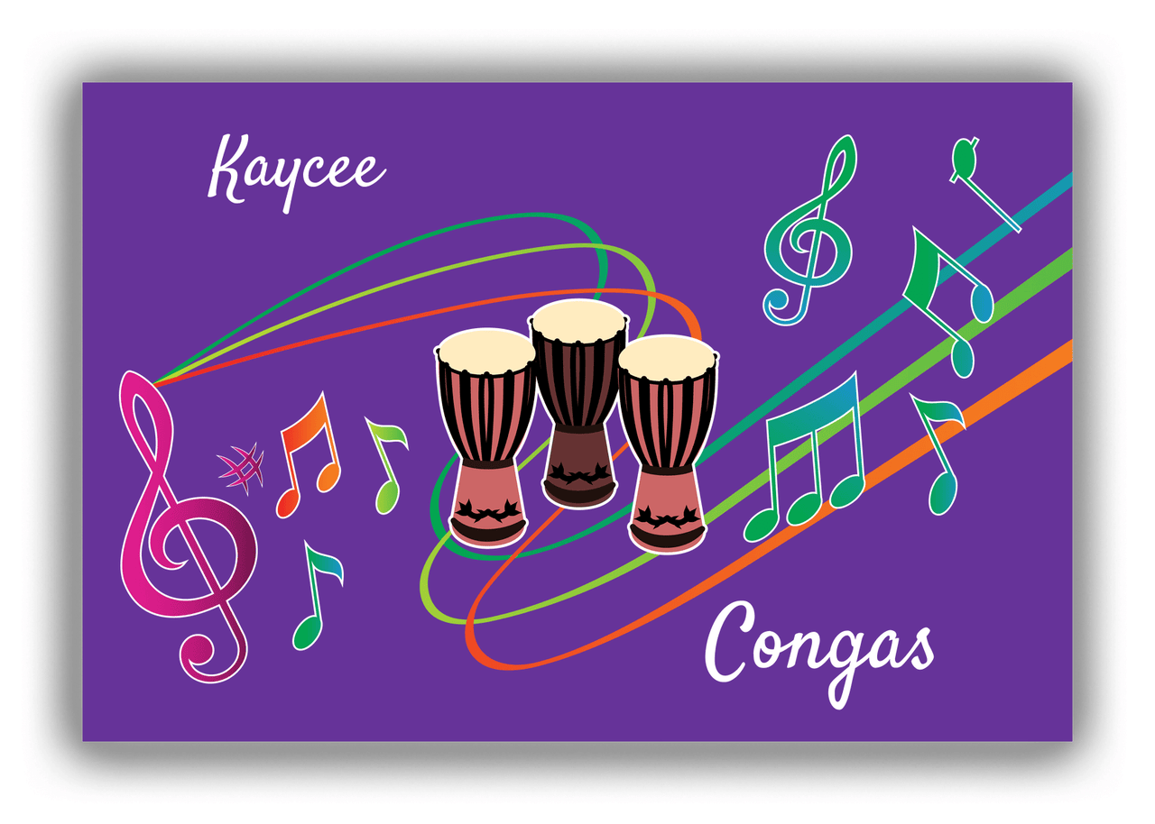Personalized School Band Canvas Wrap & Photo Print XVIII - Purple Background - Congas - Front View