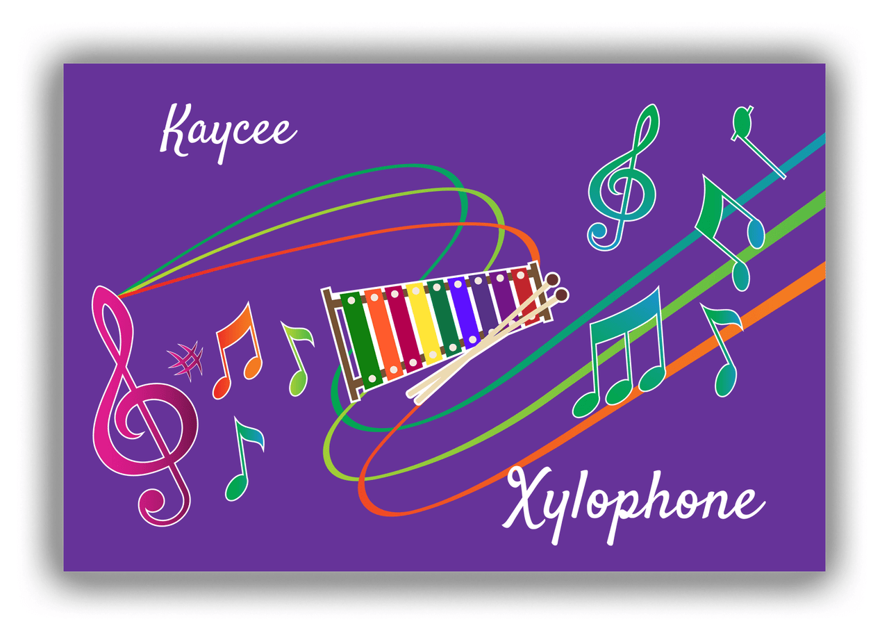 Personalized School Band Canvas Wrap & Photo Print XVIII - Purple Background - Xylophone - Front View