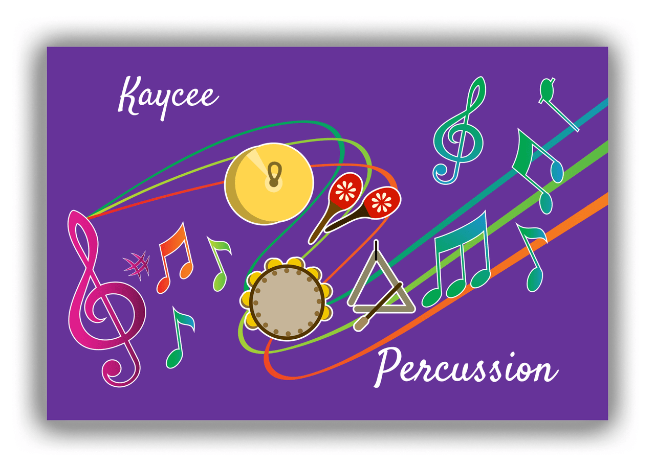 Personalized School Band Canvas Wrap & Photo Print XVIII - Purple Background - Hand Percussion - Front View