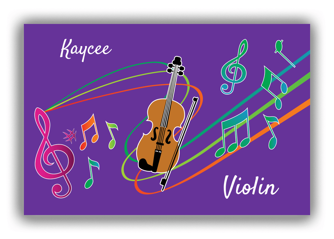 Personalized School Band Canvas Wrap & Photo Print XVIII - Purple Background - Violin - Front View