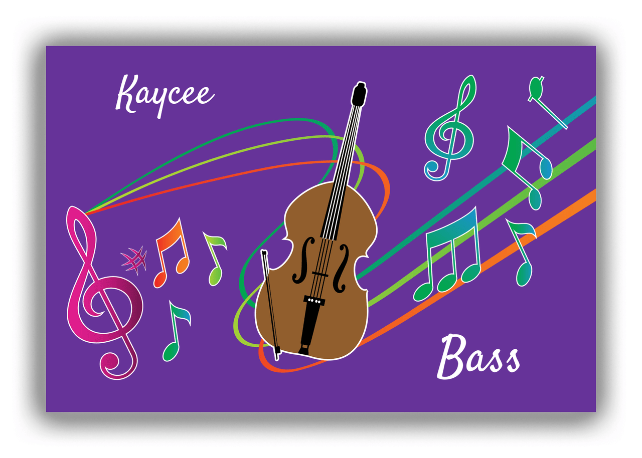 Personalized School Band Canvas Wrap & Photo Print XVIII - Purple Background - Bass - Front View