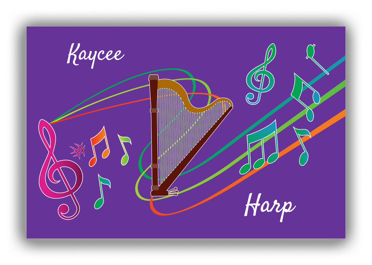 Personalized School Band Canvas Wrap & Photo Print XVIII - Purple Background - Harp - Front View