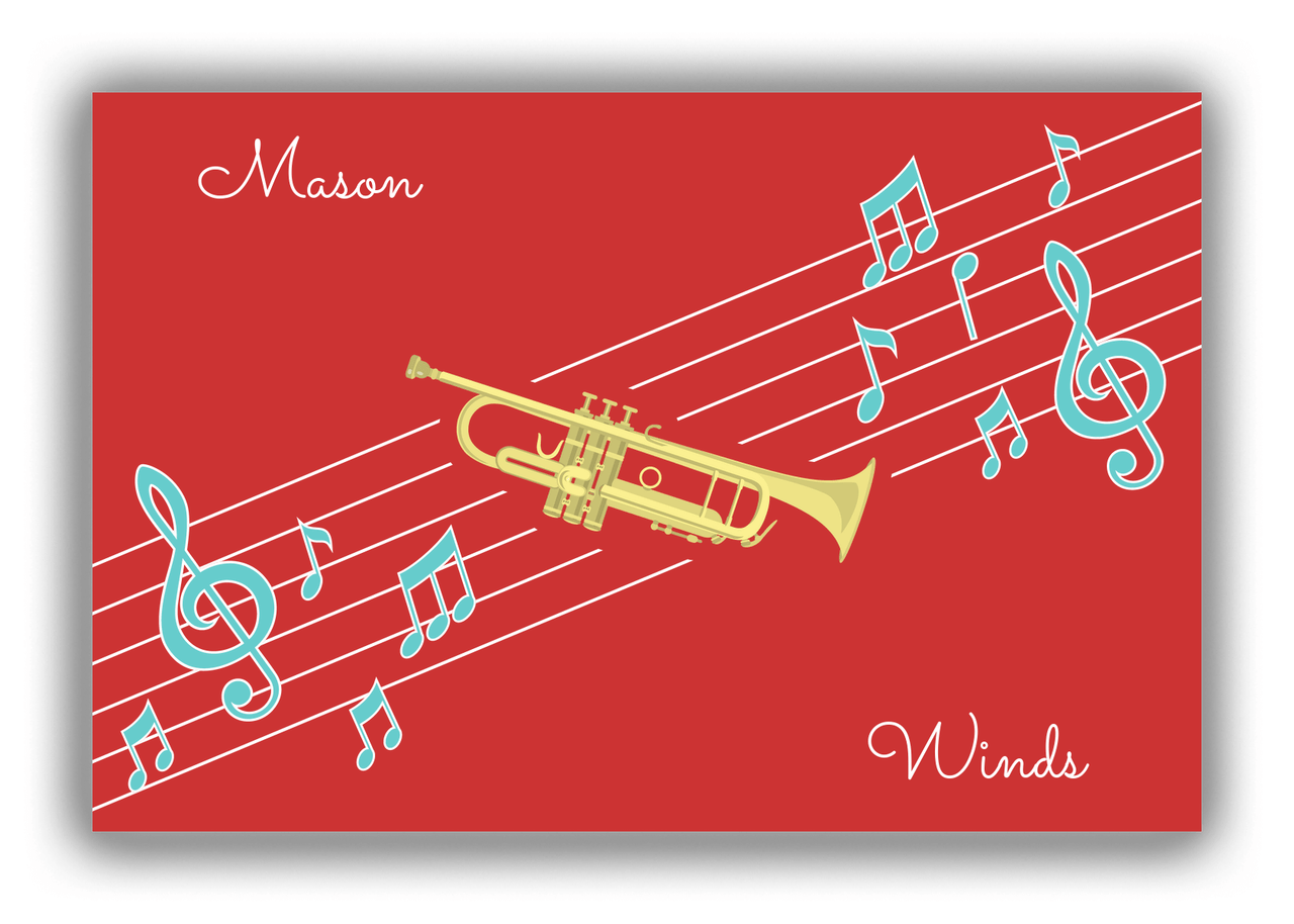 Personalized School Band Canvas Wrap & Photo Print XIX - Red Background - Trumpet - Front View