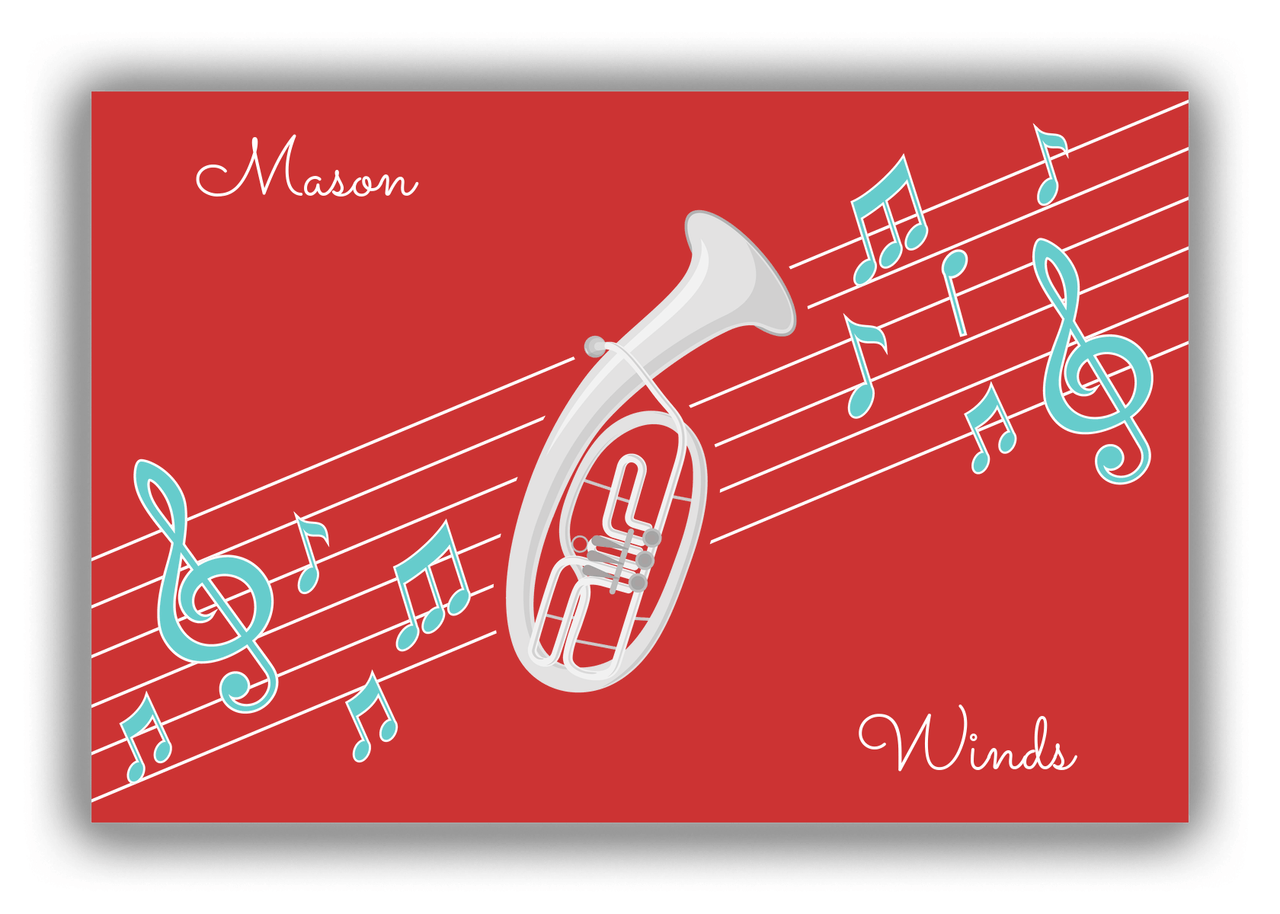 Personalized School Band Canvas Wrap & Photo Print XIX - Red Background - French Horn II - Front View