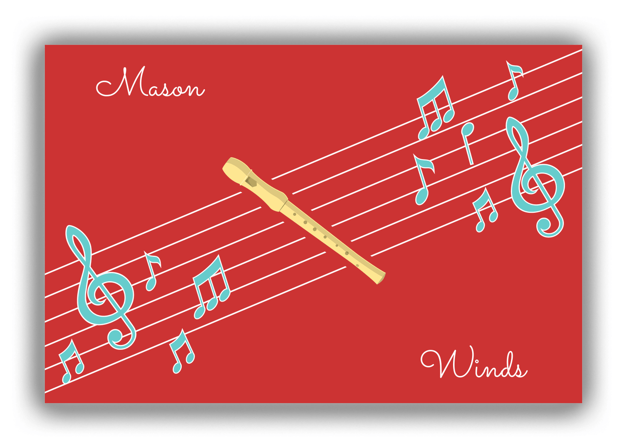 Personalized School Band Canvas Wrap & Photo Print XIX - Red Background - Recorder - Front View