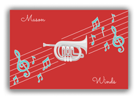 Thumbnail for Personalized School Band Canvas Wrap & Photo Print XIX - Red Background - Piccolo Trumpet - Front View