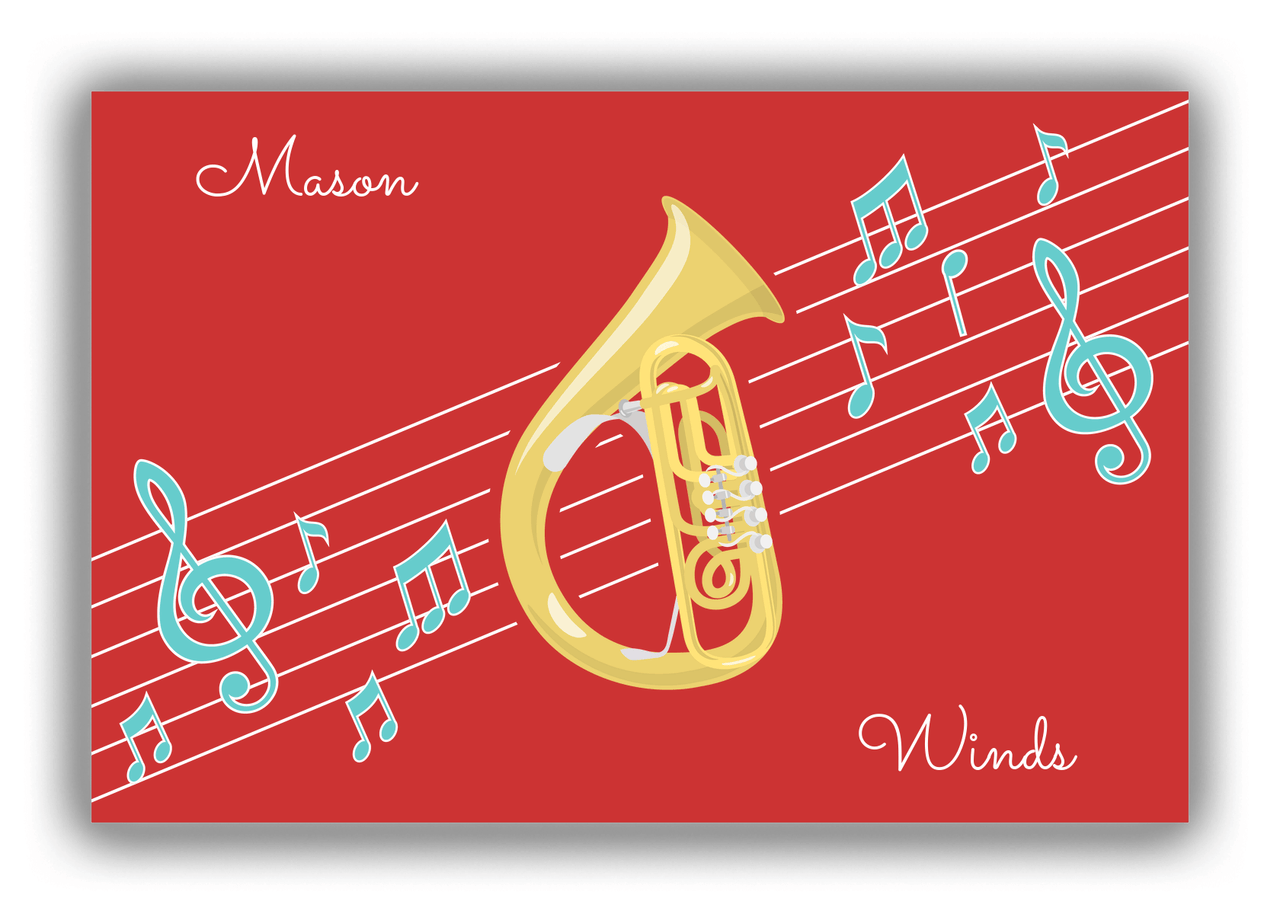 Personalized School Band Canvas Wrap & Photo Print XIX - Red Background - Sousaphone - Front View