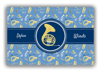Thumbnail for Personalized School Band Canvas Wrap & Photo Print XX - Blue Background - French Horn - Front View