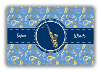 Thumbnail for Personalized School Band Canvas Wrap & Photo Print XX - Blue Background - Saxophone - Front View