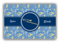 Thumbnail for Personalized School Band Canvas Wrap & Photo Print XX - Blue Background - Trombone - Front View