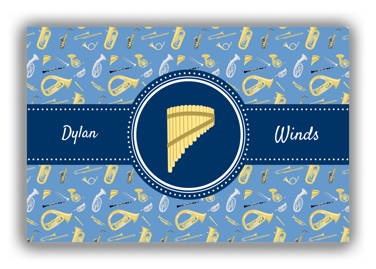 Personalized School Band Canvas Wrap & Photo Print XX - Blue Background - Marimba - Front View
