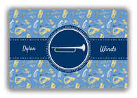 Thumbnail for Personalized School Band Canvas Wrap & Photo Print XX - Blue Background - Bugle - Front View