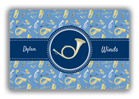 Thumbnail for Personalized School Band Canvas Wrap & Photo Print XX - Blue Background - Natural French Horn - Front View