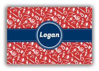 Thumbnail for Personalized School Band Canvas Wrap & Photo Print XXII - Red Background - Circle Ribbon Nameplate - Front View