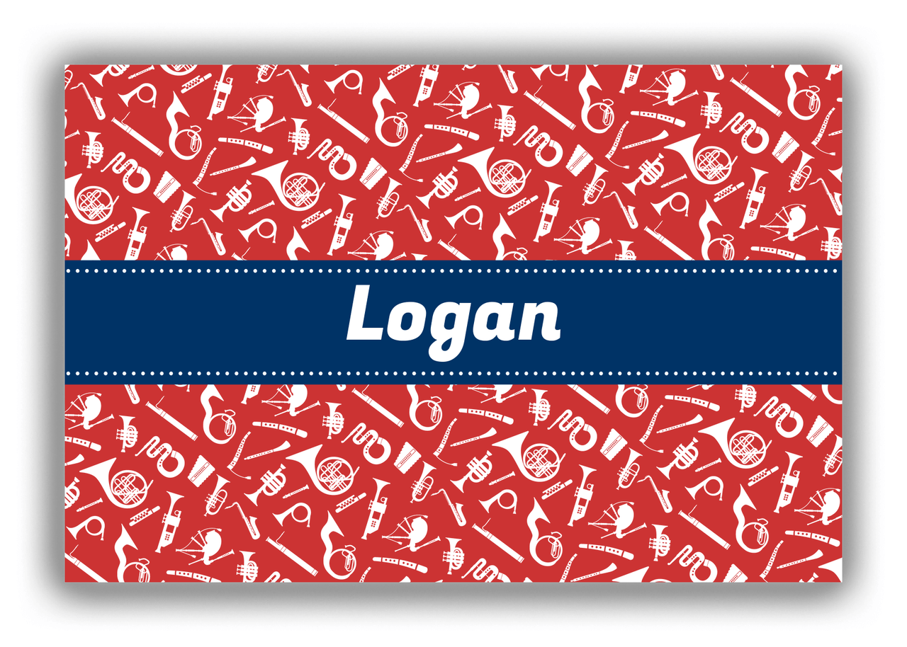Personalized School Band Canvas Wrap & Photo Print XXII - Red Background - Ribbon Nameplate - Front View