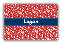 Thumbnail for Personalized School Band Canvas Wrap & Photo Print XXII - Red Background - Ribbon Nameplate - Front View