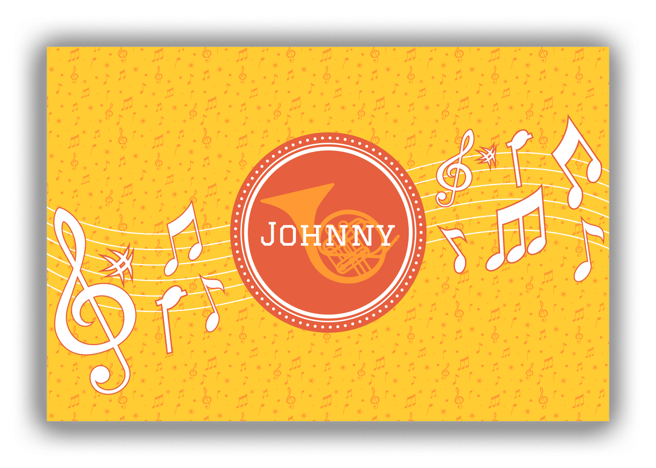 Personalized School Band Canvas Wrap & Photo Print XXIII - Yellow Background - French Horn - Front View