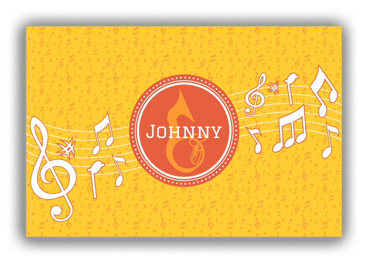 Personalized School Band Canvas Wrap & Photo Print XXIII - Yellow Background - Sousaphone - Front View